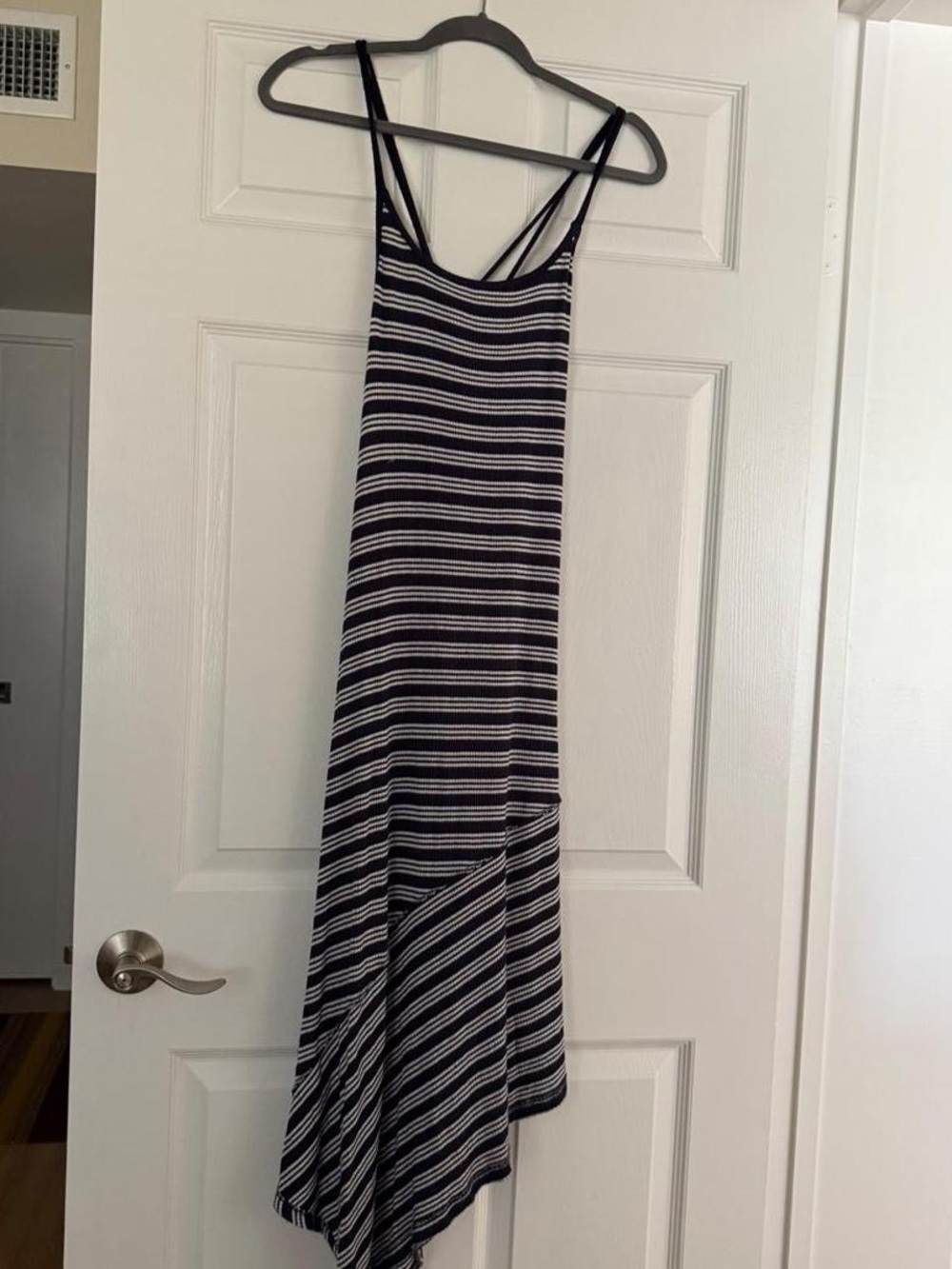 GAP Black and White Striped Spaghetti Strap Maxi Dress